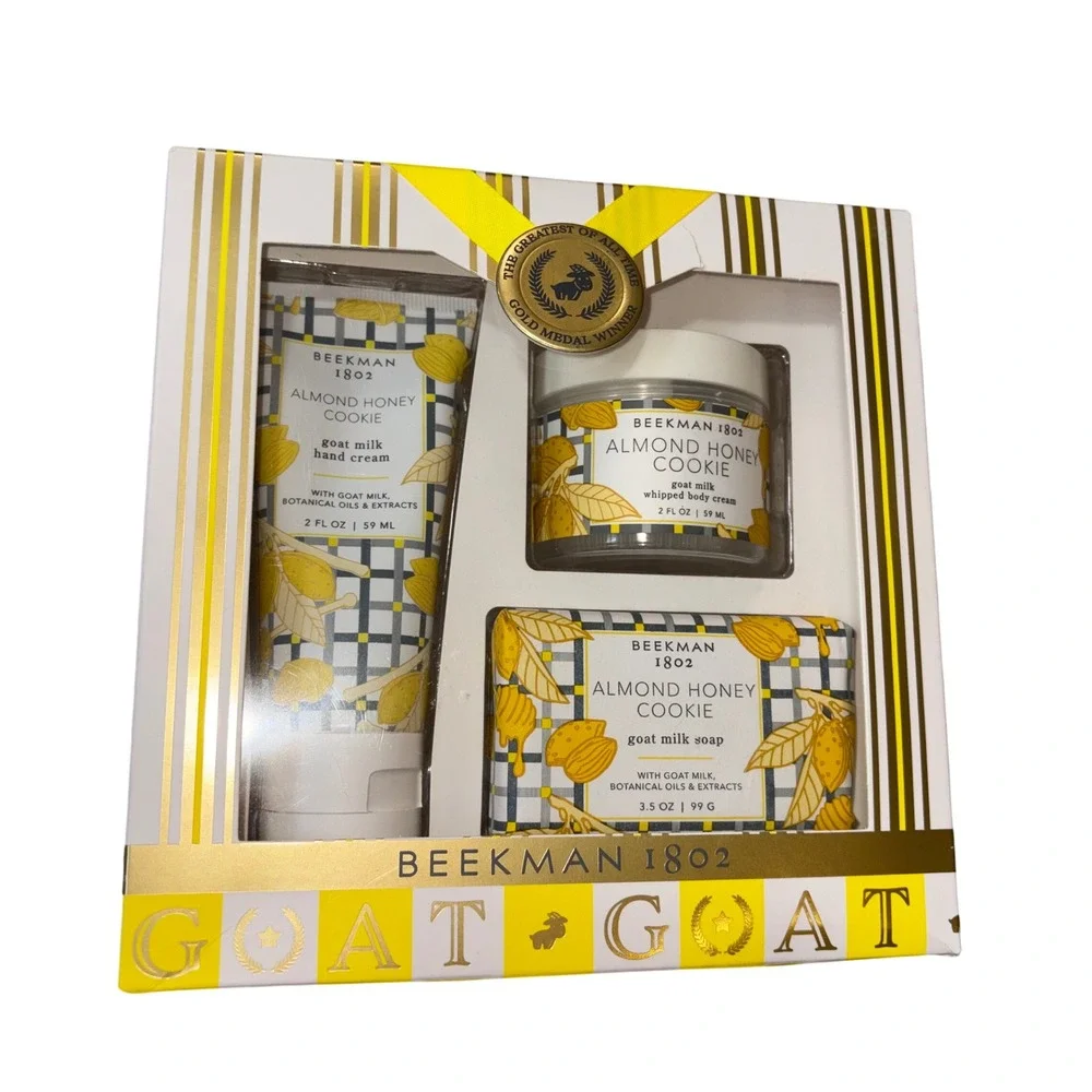 Beekman 1802‎ Almond Honey Cookie Goat Milk 3pc Body Care Gift Set New